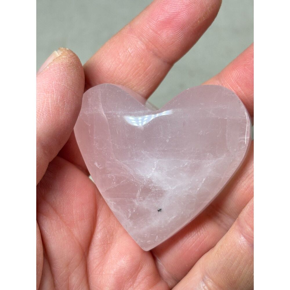 Pink Stone Heart Polished Rock Smooth Glossy Finish 2" x 2"